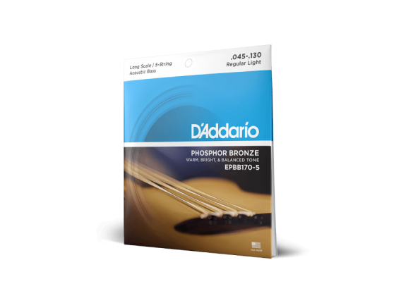 D'ADDARIO EPBB170-5 - Jeu de 5 cordes pour basse acoustique Phosphore Bronze 45-130