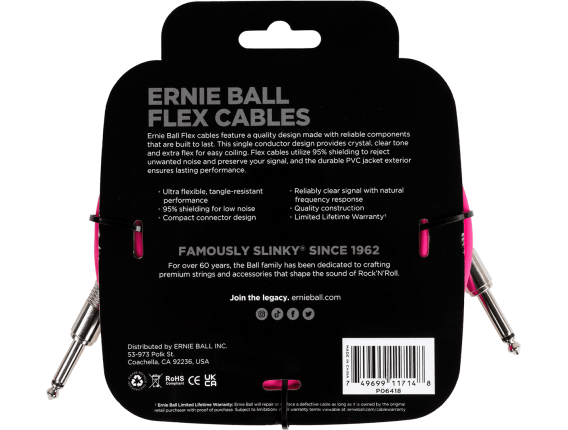 ERNIE BALL 6418 - Jack/jack - 6m Rose