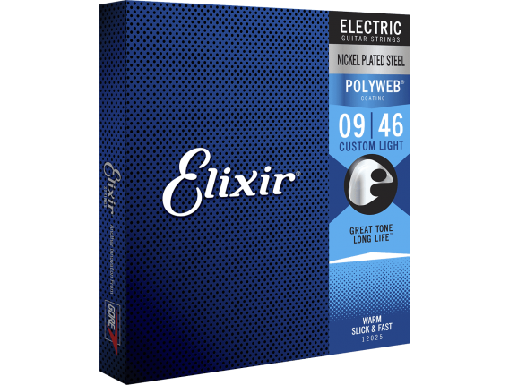 ELIXIR 12025 - Jeu de cordes électrique Polyweb, tirant Custom Light 09-11-16-26-36-46