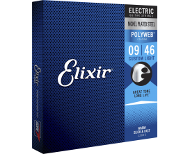 ELIXIR 12025 - Jeu de cordes électrique Polyweb, tirant Custom Light 09-11-16-26-36-46