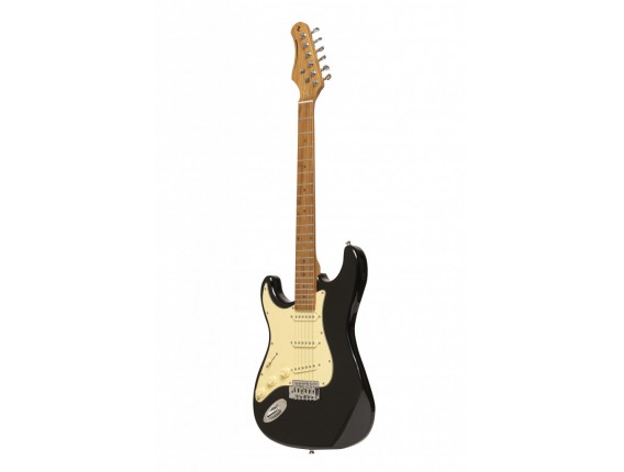 STAGG SES-55 BLK LH - Guitare électrique pour gaucher type Stratocaster Vintage Series, Black