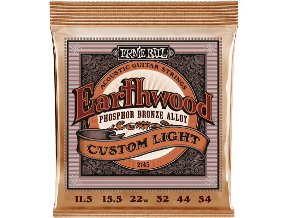 ERNIE BALL 2145 - Jeu de cordes pour guitare Folk Earthwood 11,5/54, Phosphore Bronze