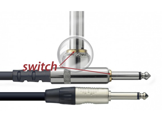 STAGG NGC10SWR - Câble Instrument Jack/Jack avec commutateur, 10 mètres