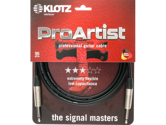 KLOTZ PROK030PP - Câble instrument Jack droit / Jack droit Série Pro Artist 3 mètres, Made in Germany