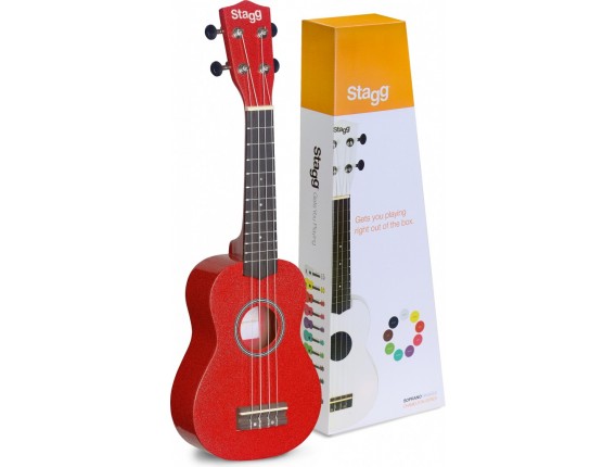 STAGG US-RED - Ukulele soprano rouge, avec housse