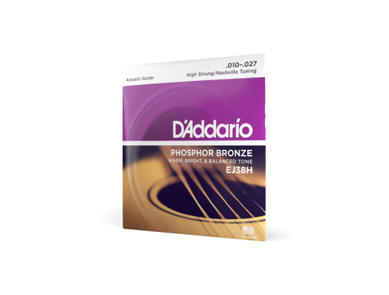 D'ADDARIO EJ38H - Jeu de cordes Folk Phosphore Bronze, High Strung / Nashville Tuning 10-14-9-12-18-27