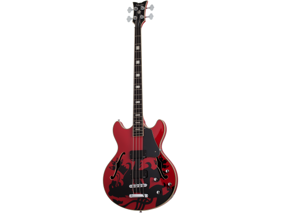 SCHECTER SC2240 -Basse 4 cordes "Corsair" Semi-Hollowbody Signature Simon Gallup, Red/Black