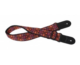 STAGG SWO HOOTMIX RED - Sangle en nylon tissé avec motif Hootenanny, Rouge