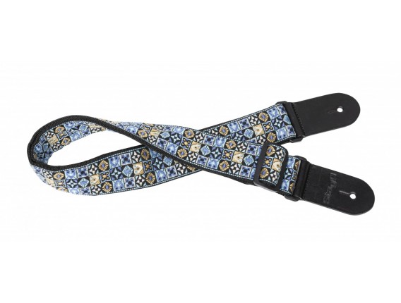 STAGG SWO HOOTMIX BLU - Sangle en nylon tissé avec motif Hootenanny, Bleu