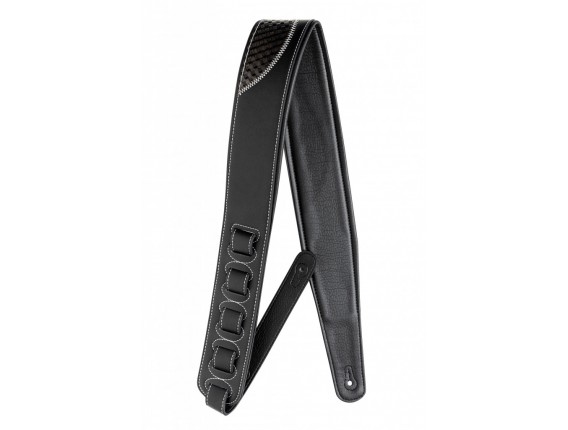 STAGG SPFL-GSHAP BLK - Sangle rembourrée en similicuir noir avec décoration de guitare, noir