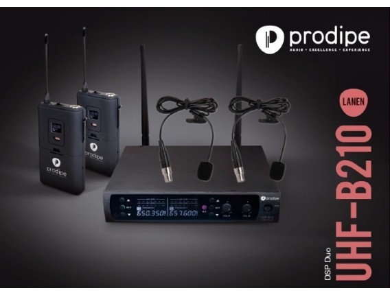 PRODIPE B210 UHF Lavalier Duo - Dual Wireless Lavalier Microphone Kit