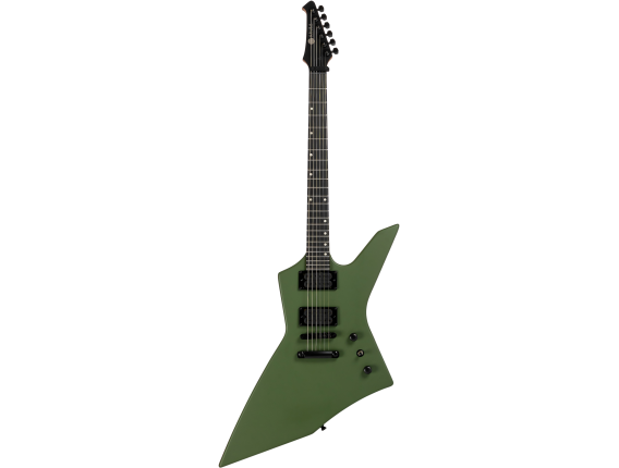 SPIRA X400MGR - Guitare électrique type métal Explorer, Satin Green