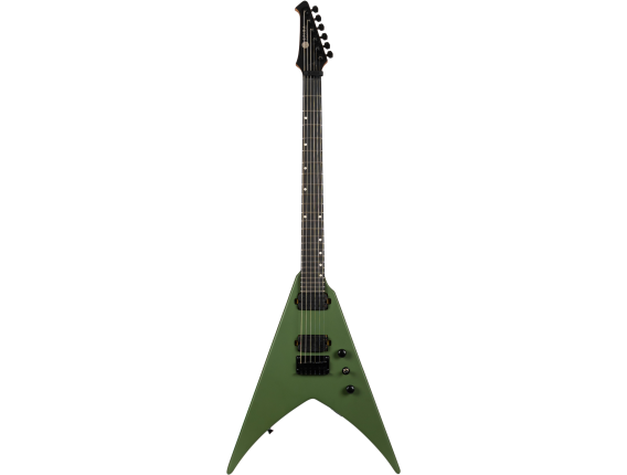 SPIRA V400MGR - Guitare électrique type métal Flying V, Satin Green
