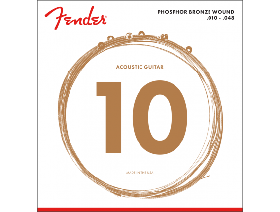 FENDER 0730060402 - Jeu de cordes pour guitare acoustique Phosphore Bronze 10-48