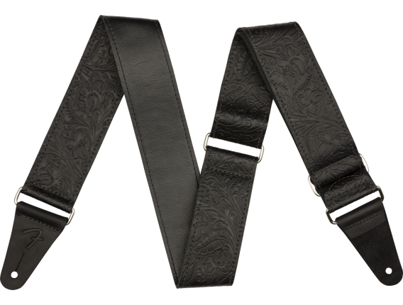 FENDER 0996970006 - Sangle en cuir noir, 2"