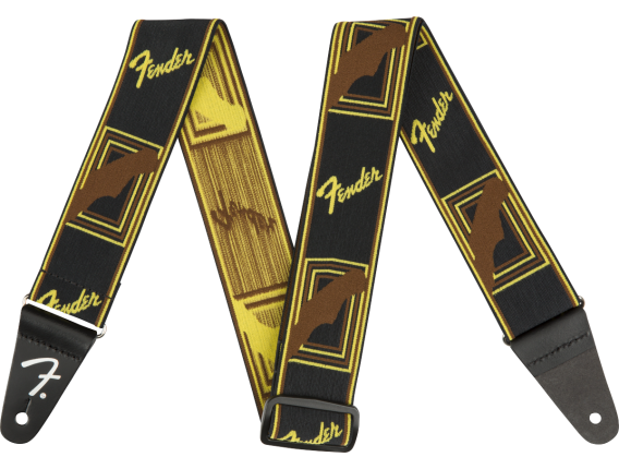FENDER 0990686006 - Sangle Weighless Monogram, Noir/Jaune/Brun