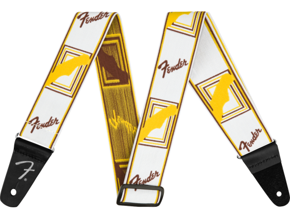 FENDER 0990686005 - Sangle Weighless Monogram, Blanc/Brun/Jaune
