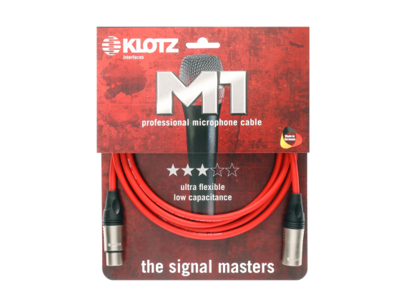 KLOTZ M1K3FM0500 - Câble Microphone XLR / XLR Série M1 5 mètres rouge, Made in Germany
