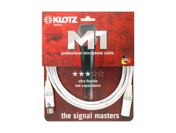KLOTZ IRFM0500 - Câble Microphone XLR / XLR Série M1 5 mètres blanc, Made in Germany