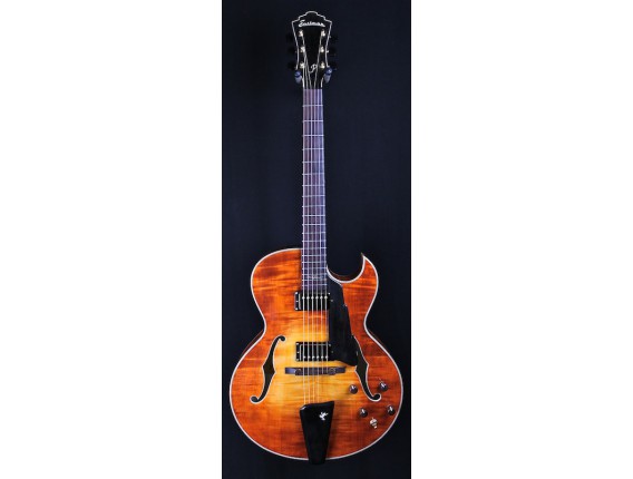 EASTMAN AR380CE - Hollowbody, John Pisano Signature, Corps et table en érable flammé, Touche RW de Madagascar, 2 Humbuckers Kent