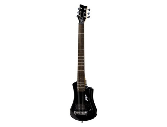 HOFNER HCT-SH-BK-0 - Shorty Guitar, guitare de voyage full scale, un micro double, Noir (avec housse)