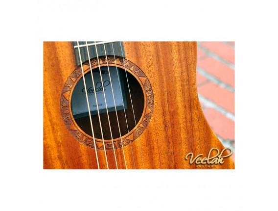 VEELAH TOGO-M - Guitare Acoustique de voyage compacte, Corps Acajou, Table acajou massif, Naturel open pores (Housse fournie)
