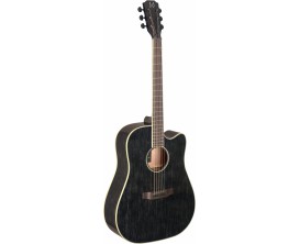 J.N. GUITARS YAK-DCFI - Guitare électro-acoustique dreadnought, série Yakisugi, Corps acajou pan coupé, Table acajou massif, Fin