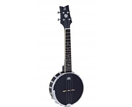 ORTEGA OUBJ100-SBK - Banjo Ukulélé 4 cordes Noir Satiné, en gig bag