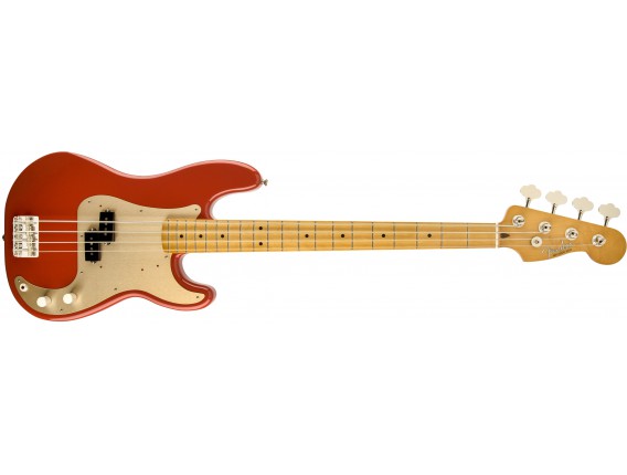 FENDER 0131702340 - '50s Precision Bass, MN, Fiesta Red, Gold Anodized Aluminum Pickguard (Deluxe Bag)