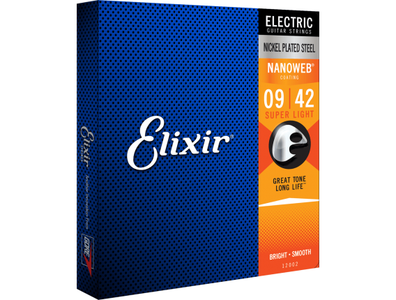 ELIXIR 12002 - Jeu de cordes électrique Nanoweb, tirant Super Light 09-11-16-24-32-42