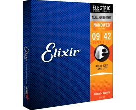 ELIXIR 12002 - Jeu de cordes électrique Nanoweb, tirant Super Light 09-11-16-24-32-42