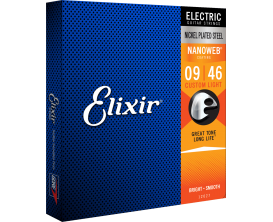 ELIXIR 12027 - Jeu de cordes électrique Nanoweb, tirant Custom Light 09-11-16-26-36-46