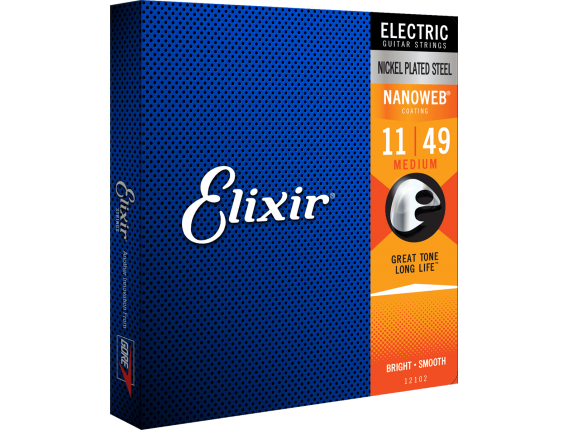 ELIXIR 12102 - Jeu de cordes électrique Nanoweb, tirant Medium 11-14-18-28-38-49