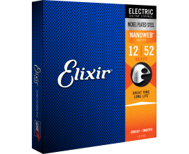 ELIXIR 12152 - Jeu de cordes électrique Nanoweb, tirant Heavy 12-16-24-32-42-52