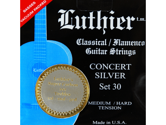 LUTHIER L-30SC - Jeu de cordes guitare classique, Concert White Silver, Aigus Carbon, Tension medium-hard