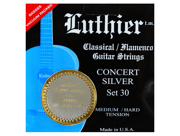 LUTHIER L-30SC - Jeu de cordes guitare classique, Concert White Silver,  Aigus Carbon, Tension medium-hard - Rockamusic