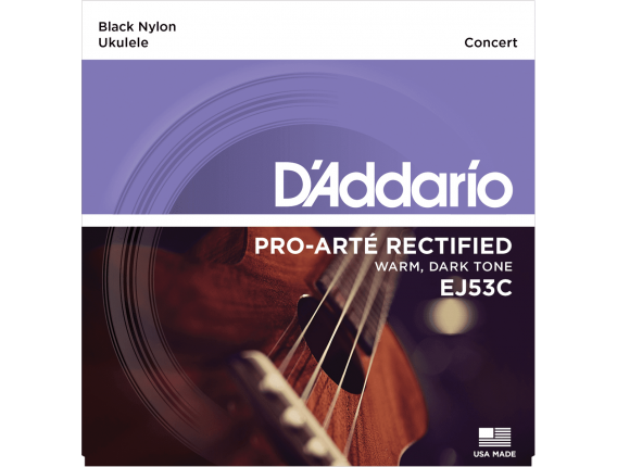 D'ADDARIO EJ53C Jeu cordes ukulélé Pro Arté Nylon Rectifié - Concert/Nylon Noir 28-32-36-28