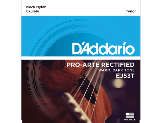 D'ADDARIO EJ53T Jeu cordes ukulélé Pro Arté Nylon Rectifié - Ténor / Nylon Noir 28-36-35-32